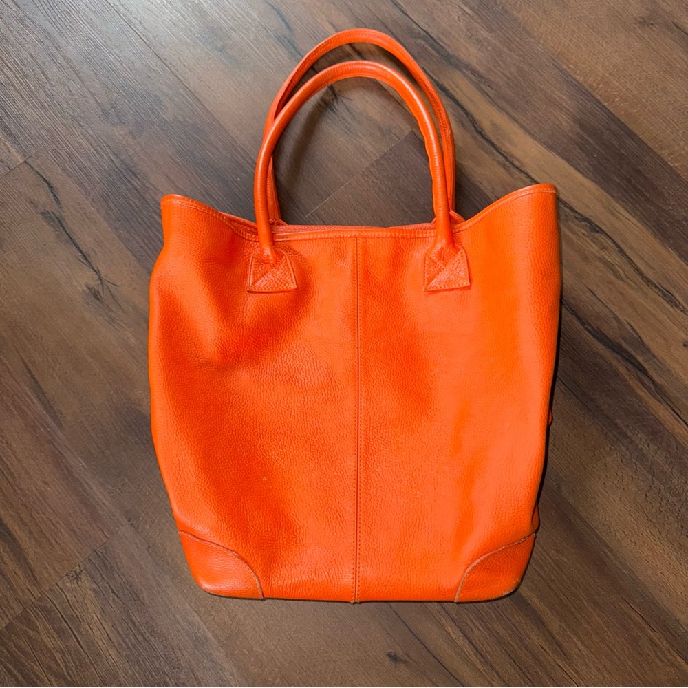 Crate&Barrel Orange Leather Tote Bag